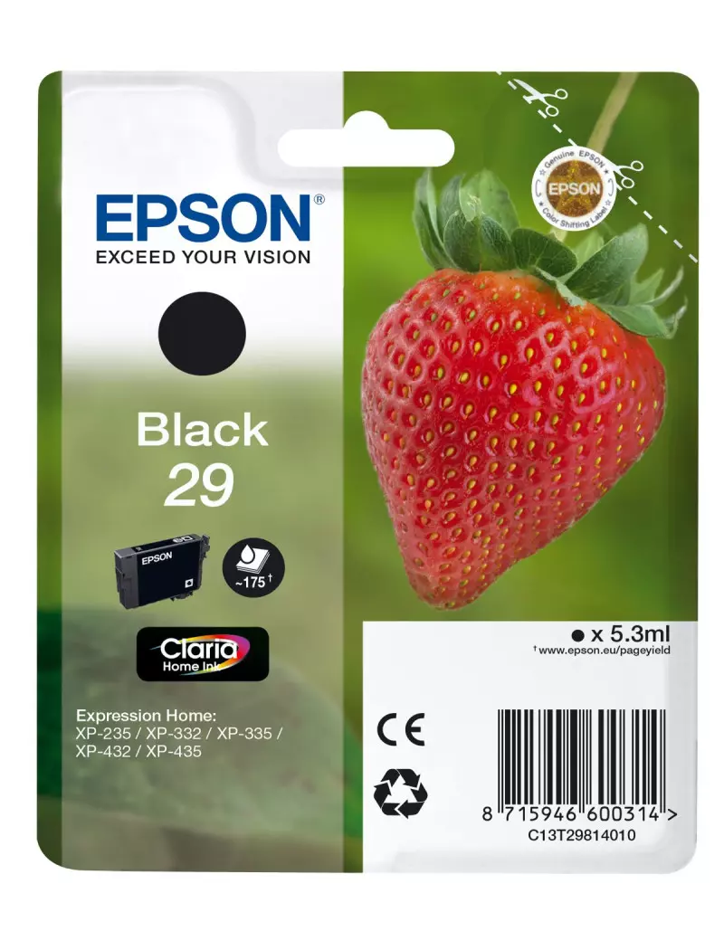 Cartuccia Originale Epson T298140 29 (Nero 175 pagine)