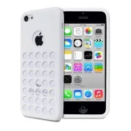 Cover in Silicone Traforato Soft per Apple iPhone 5C (Bianco)