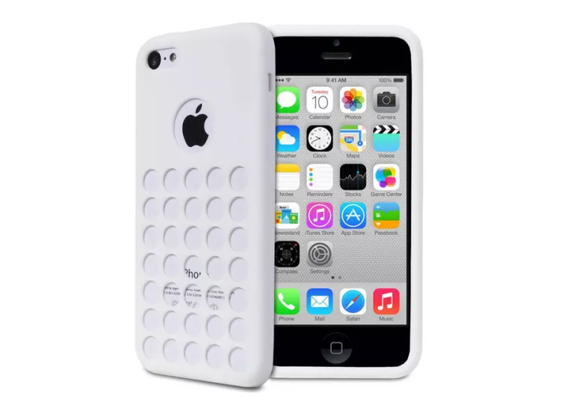Cover in Silicone Traforato Soft per Apple iPhone 5C (Bianco)