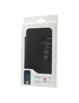 Cover a Portafoglio Slim S-View per Huawei Ascend Mate2 4G (Nero)