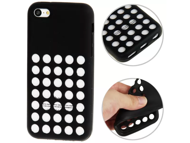Cover in Silicone Trasforato Soft iPhone 5C Nero 4898993503761