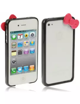 Bumper in Silicone Hello Kitty per iPhone 4 4S (Nero)