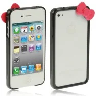 Bumper in Silicone Hello Kitty per iPhone 4 4S (Nero)