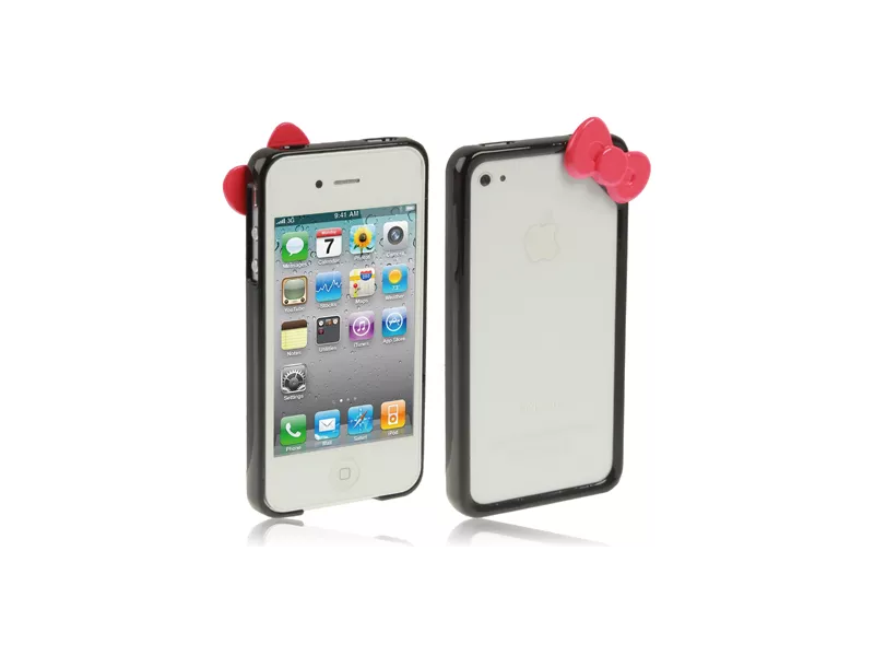 Bumper in Silicone Hello Kitty per iPhone 4 4S (Nero)