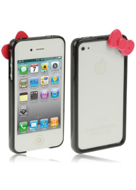Bumper in Silicone Hello Kitty per iPhone 4 4S (Nero)