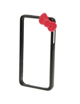 Bumper in Silicone Hello Kitty per iPhone 4 4S (Nero)