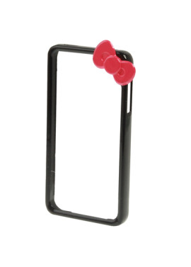 Bumper in Silicone Hello Kitty per iPhone 4 4S (Nero)