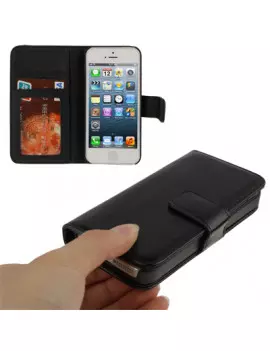 Cover Flip a Portafoglio in Ecopelle per iPhone 5 5S (Nero)