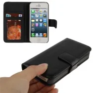 Cover Flip a Portafoglio in Ecopelle per iPhone 5 5S (Nero)