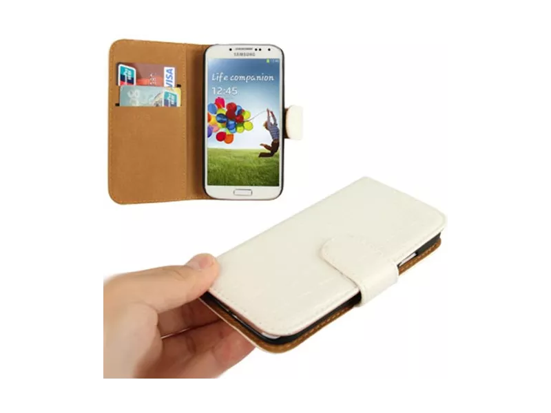 Cover Flip a Portafoglio Effetto Coccodrillo per Samsung Galaxy S4 i9500 (Bianco)