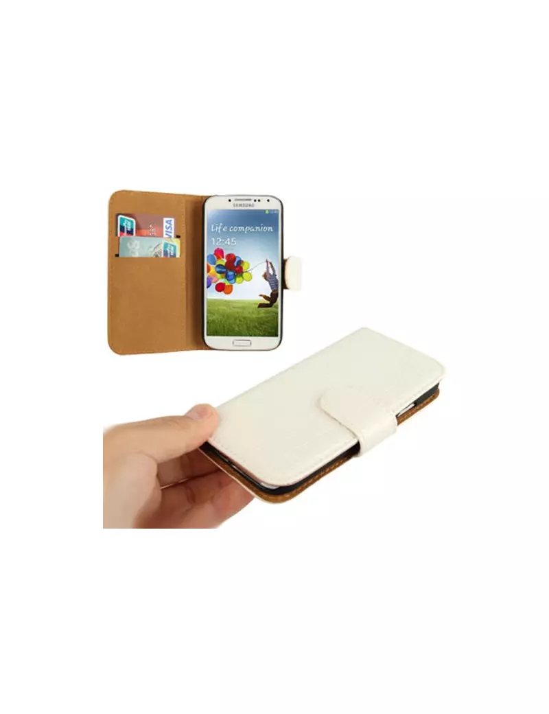 Cover Flip a Portafoglio Effetto Coccodrillo per Samsung Galaxy S4 i9500 (Bianco)
