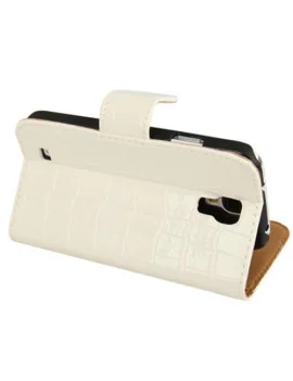 Cover Flip a Portafoglio Effetto Coccodrillo per Samsung Galaxy S4 i9500 (Bianco)