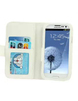 Cover Flip a Portafoglio Orizzontale in Ecopelle per Samsung Galaxy S3 i9300 (Bianco)