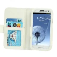 Cover Flip a Portafoglio Orizzontale in Ecopelle per Samsung Galaxy S3 i9300 (Bianco)