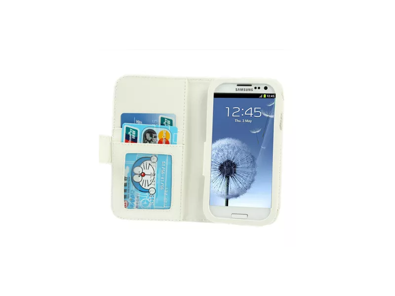 Cover Flip a Portafoglio Orizzontale in Ecopelle per Samsung Galaxy S3 i9300 (Bianco)