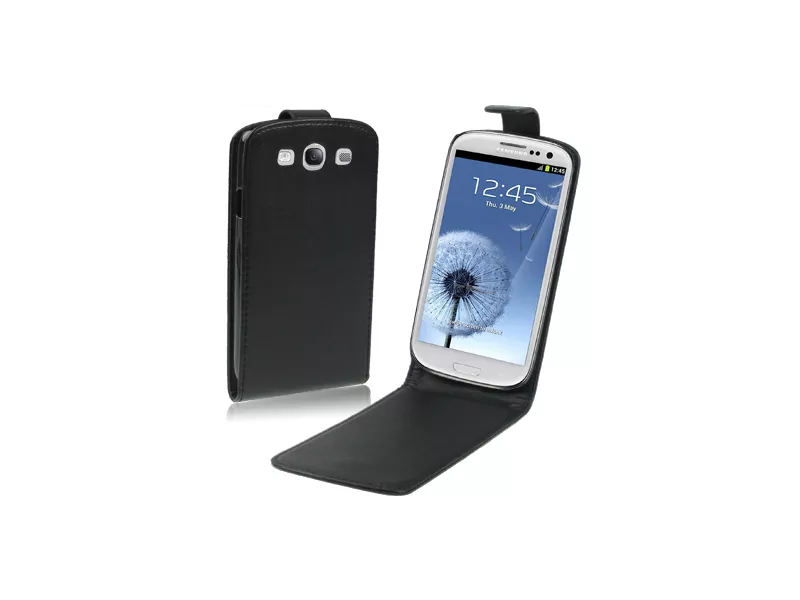 Cover Flip a Portafoglio Verticale in Ecopelle per Samsung Galaxy S3 i9300 (Nero)