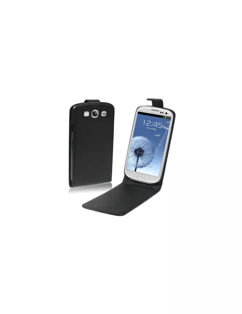 Cover Flip a Portafoglio Verticale in Ecopelle per Samsung Galaxy S3 i9300 (Nero)