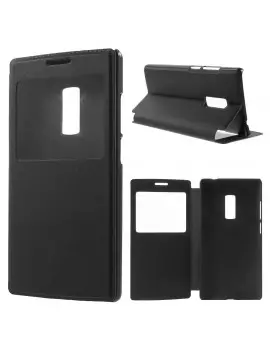 Cover Flip a Portafoglio S-View in Pelle per OnePlus 2 (Nero)