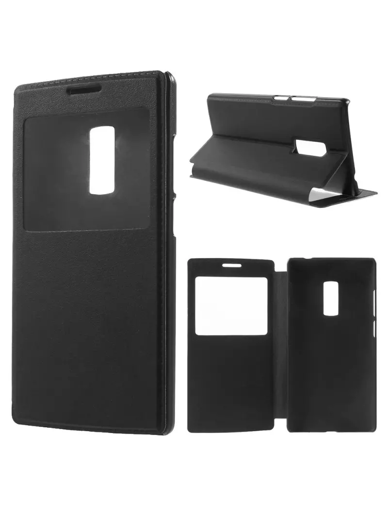 Cover Flip a Portafoglio S-View in Pelle per OnePlus 2 (Nero)