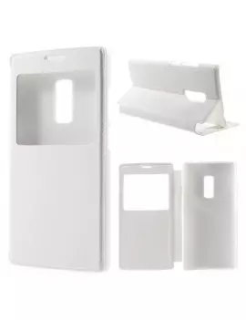 Cover Flip a Portafoglio S-View in Pelle per OnePlus 2 (Bianco)