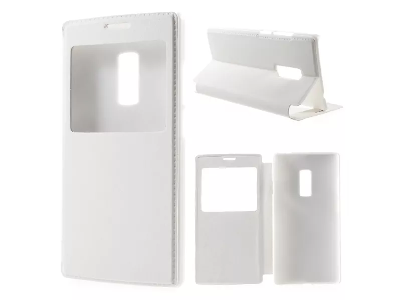 Cover Flip a Portafoglio S-View in Pelle per OnePlus 2 (Bianco)