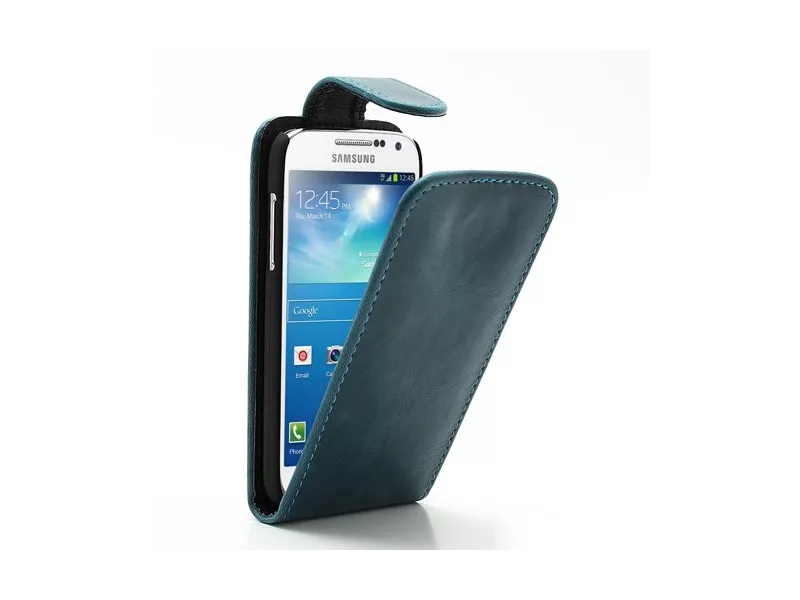 Cover Flip in Ecopelle per Samsung S4 mini i9190 (Blu)