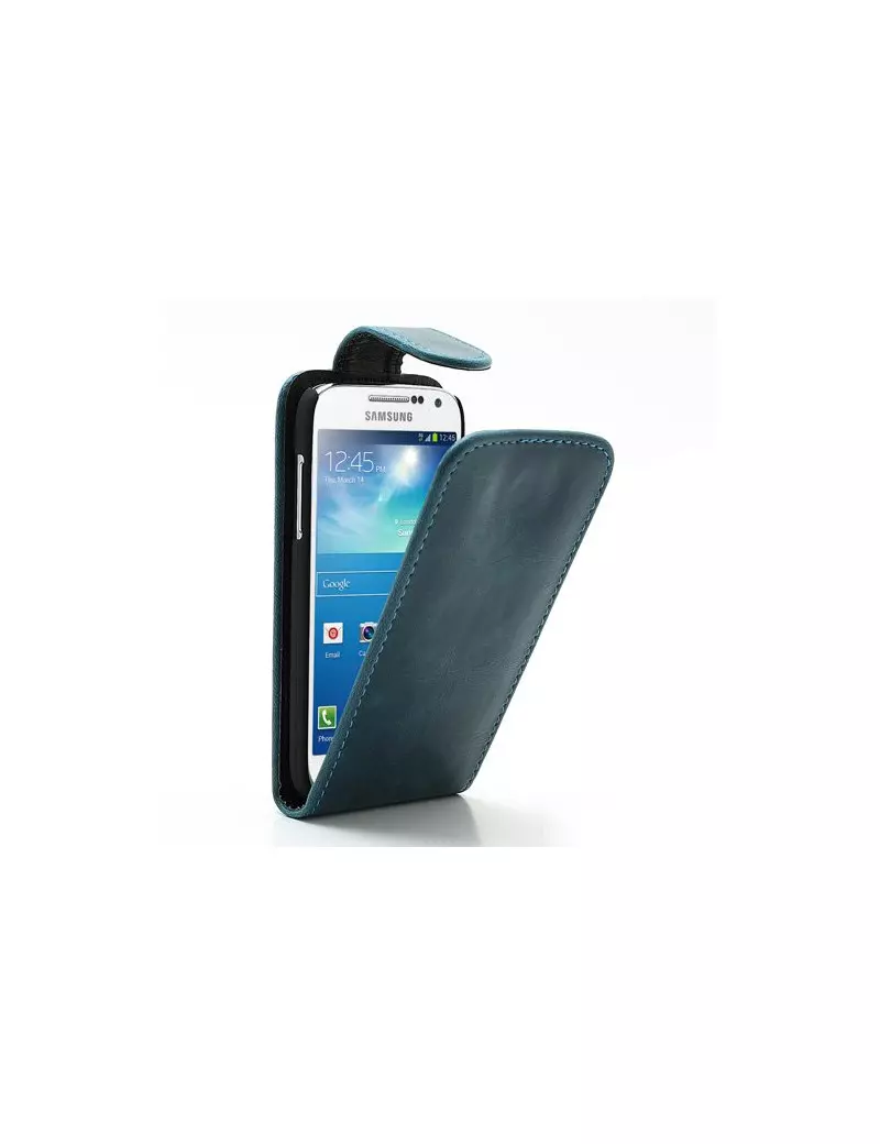 Cover Flip in Ecopelle per Samsung S4 mini i9190 (Blu)