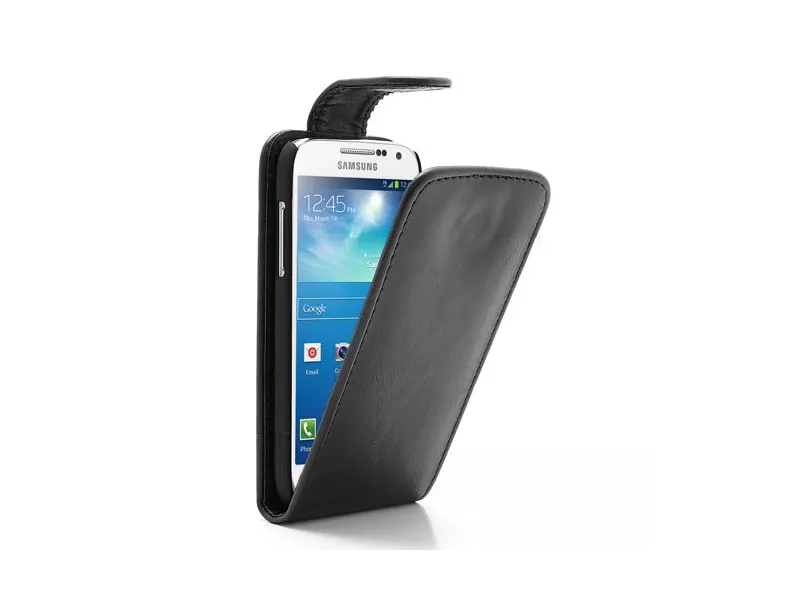 Cover Flip in Ecopelle per Samsung S4 mini i9190 (Nero)