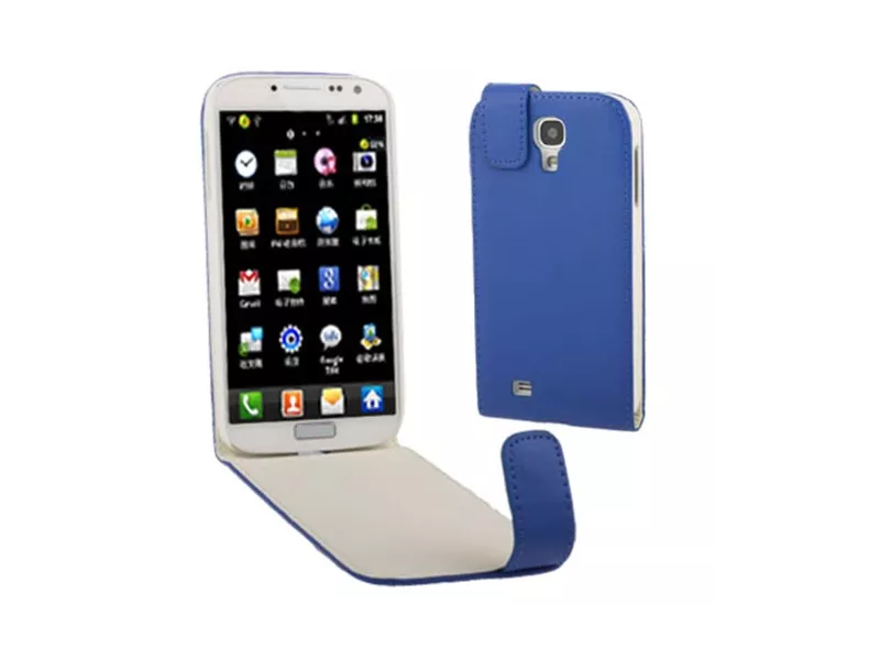 Cover Flip a Portafoglio Verticale in Ecopelle per Samsung Galaxy S4 i9500 (Blu)