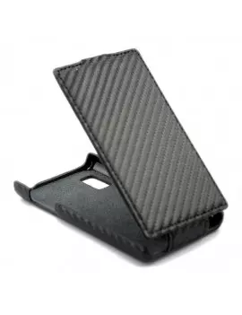 Cover Flip a Portafoglio Verticale Carbon Look per LG Optimus L5 E610 (Nero)