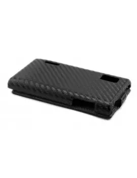 Cover Flip a Portafoglio Verticale Carbon Look per LG Optimus L5 E610 (Nero)