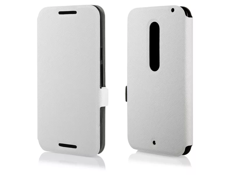 Cover Flip a Portafoglio Orizzontale per Motorola Moto X Style (Bianco)