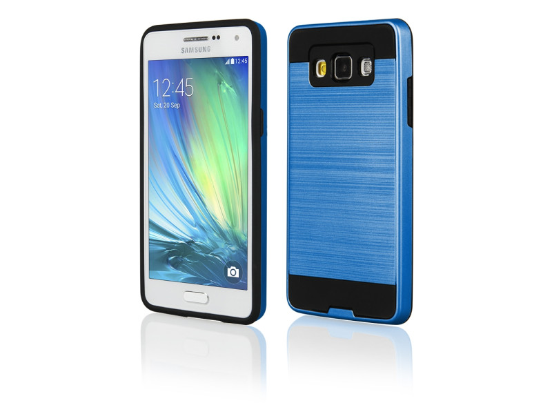 Cover Rigida in TPU Spazzolato per Samsung Galaxy A3 A300F A3000 (Blu e Nero)