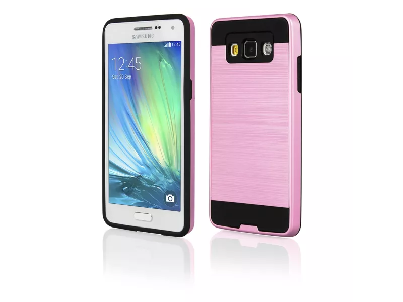 Cover Rigida in TPU Spazzolato per Samsung Galaxy A3 A300F A3000 (Rosa e Nero)