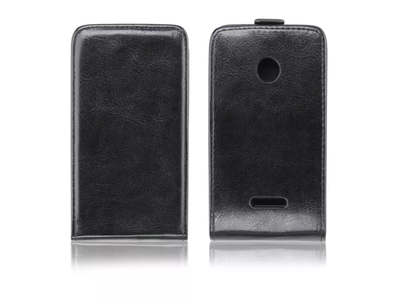 Cover Flip a Portafoglio Verticale in Ecopelle per Nokia Lumia 435 (Nero)