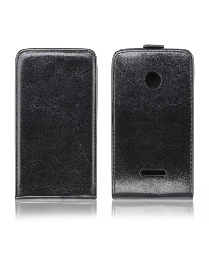 Cover Flip a Portafoglio Verticale in Ecopelle per Nokia Lumia 435 (Nero)