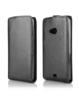 Cover Flip a Portafoglio Verticale in Ecopelle per Microsoft Lumia 535 (Nero)