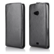 Cover Flip a Portafoglio Verticale in Ecopelle per Microsoft Lumia 535 (Nero)