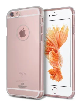 Cover in Silicone Morbido Mercury Goospery per iPhone 6 6S con Plug Antipolvere per Cuffie e Cavo di Ricarica (Trasparente)