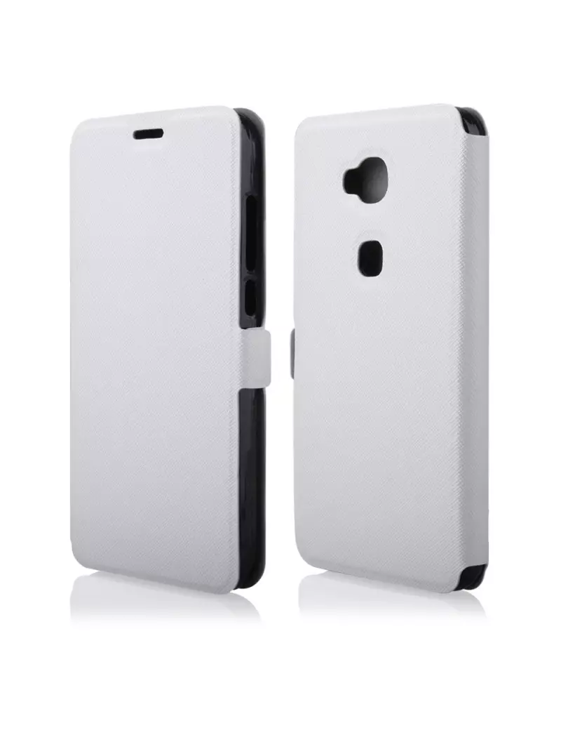 Cover Flip Orizzontale a Portafoglio Soft per Huawei Ascend G8 (Bianco)