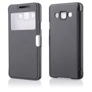 Cover Flip Orizzontale S-View a Portafoglio per Samsung Galaxy A3 A300F A3000 (Nero)