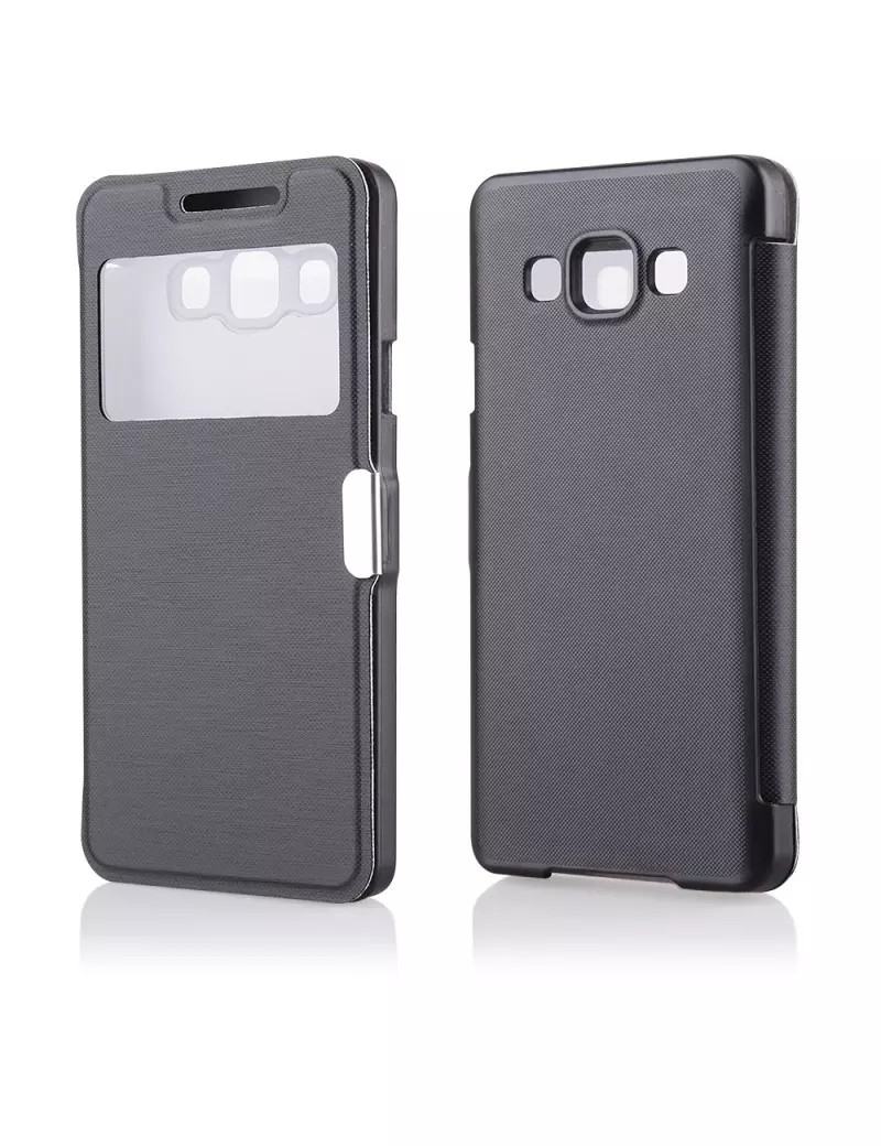 Cover Flip Orizzontale S-View a Portafoglio per Samsung Galaxy A3 A300F A3000 (Nero)