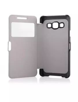 Cover Flip Orizzontale S-View a Portafoglio per Samsung Galaxy A3 A300F A3000 (Nero)