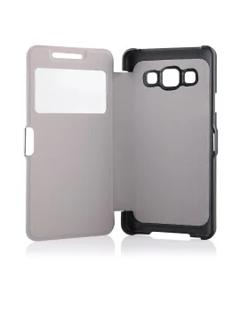 Cover Flip Orizzontale S-View a Portafoglio per Samsung Galaxy A3 A300F A3000 (Nero)