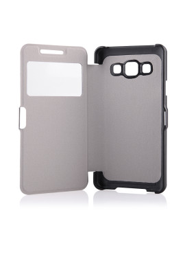 Cover Flip Orizzontale S-View a Portafoglio per Samsung Galaxy A3 A300F A3000 (Nero)
