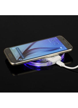 Caricatore Wireless ad Induzione - Standard QI - 1A - Indicatore LED Blu (Bianco e Trasparente)