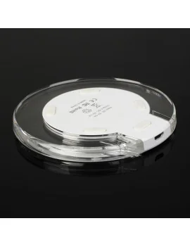 Caricatore Wireless ad Induzione - Standard QI - 1A - Indicatore LED Blu (Bianco e Trasparente)