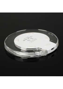 Caricatore Wireless ad Induzione - Standard QI - 1A - Indicatore LED Blu (Bianco e Trasparente)