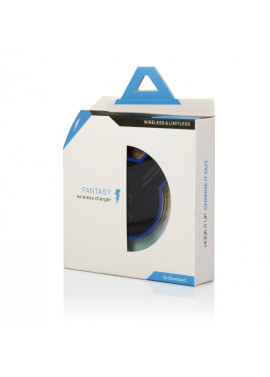 Caricatore Wireless ad Induzione - Standard QI - 1A - Indicatore LED Blu (Nero e Trasparente)