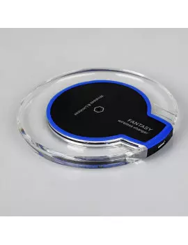 Caricatore Wireless ad Induzione - Standard QI - 1A - Indicatore LED Blu (Nero e Trasparente)